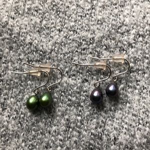 Green and Purple Drop Earrings